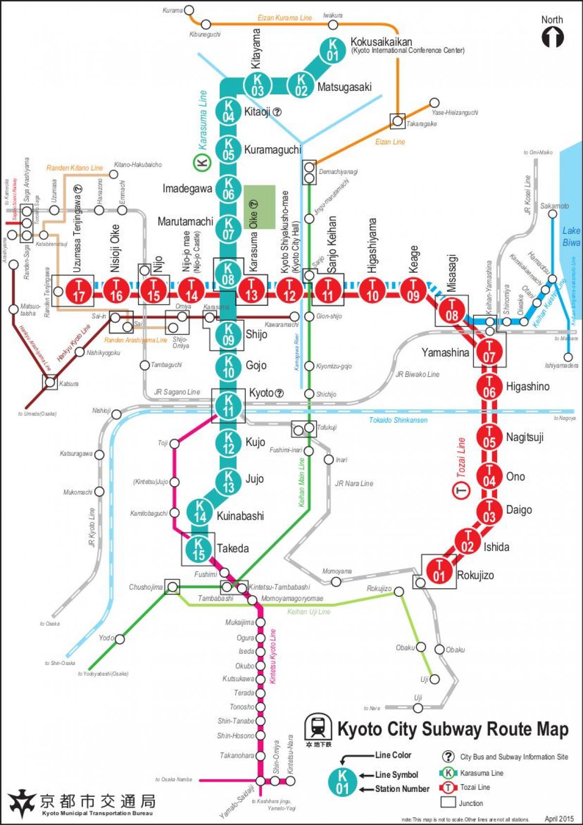 Карта станций метро Киото