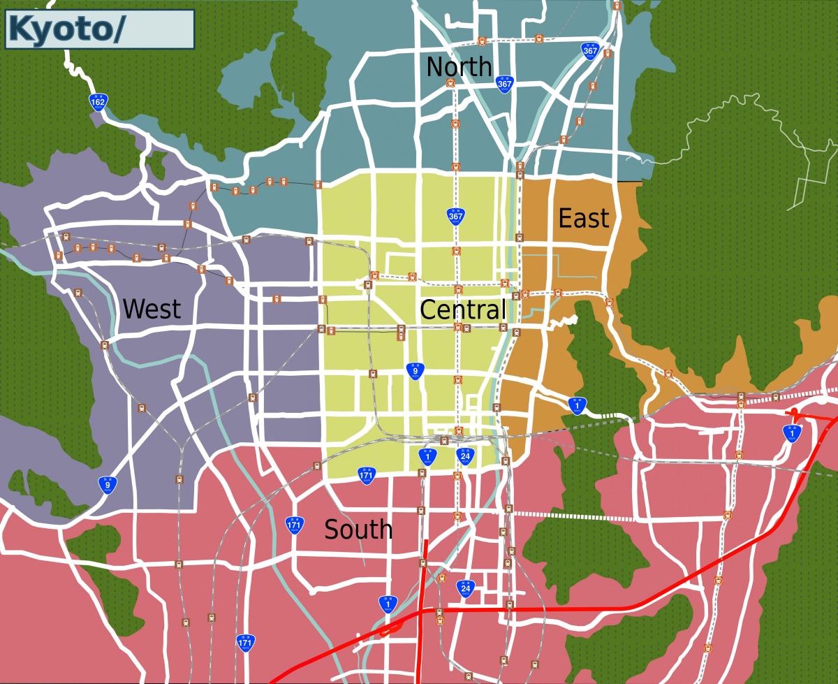 Карта окрестностей Киото